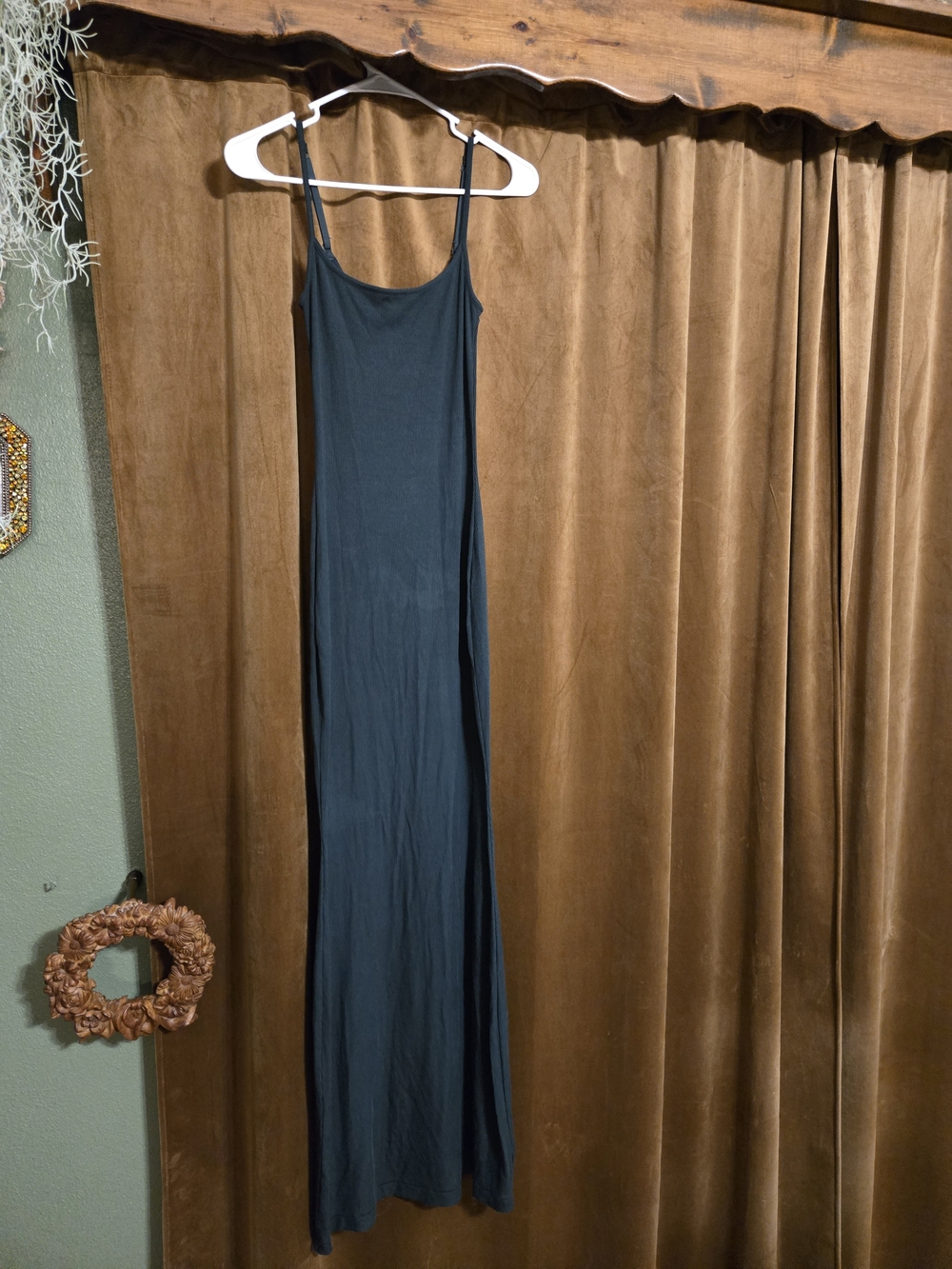 Skims Minimalist Black Maxi Slip Dress with Spaghetti Straps